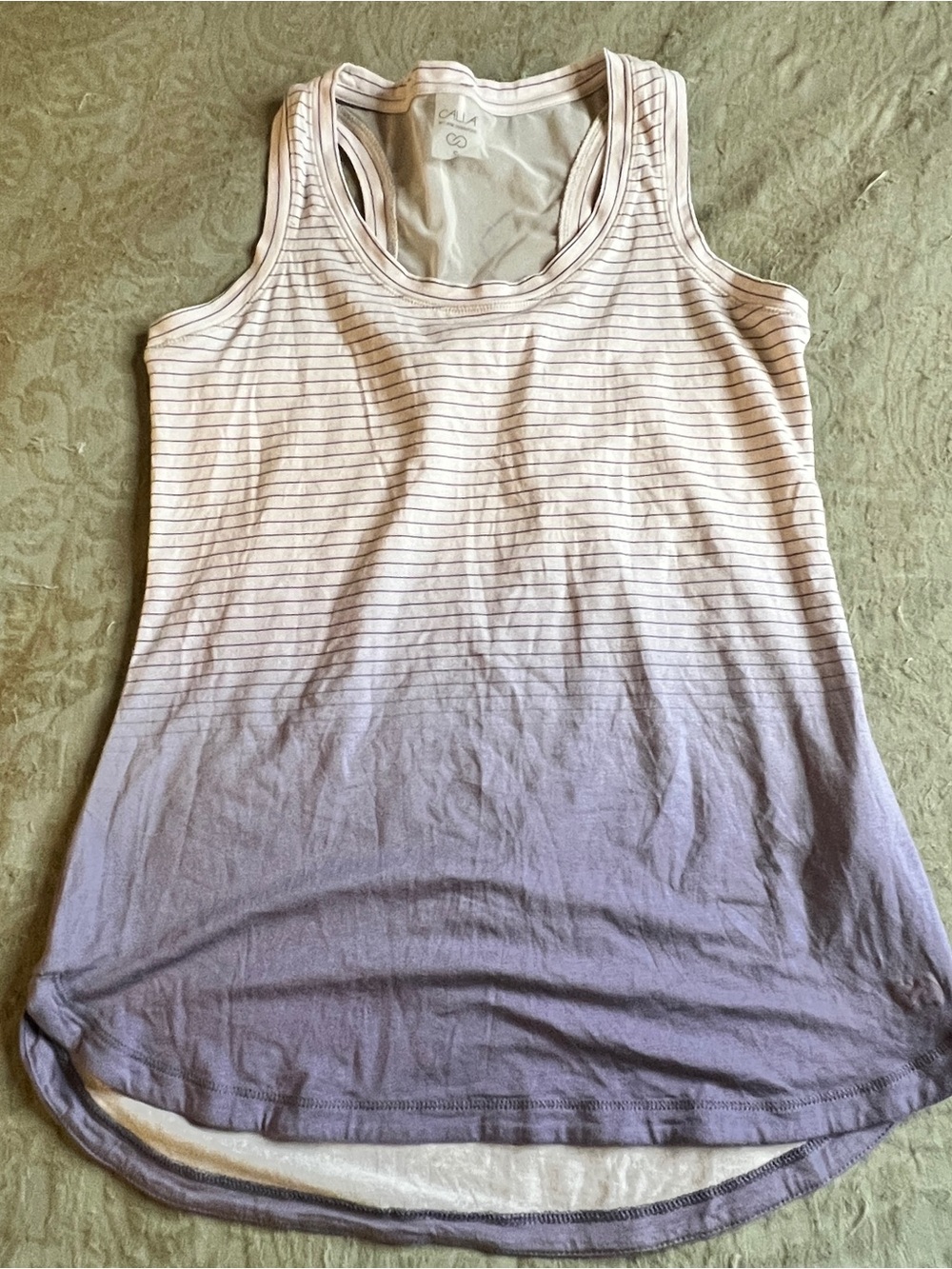 CALIA Racerback Tank Top Women’s Size S Purple Striped Ombré Workout Summer Gym